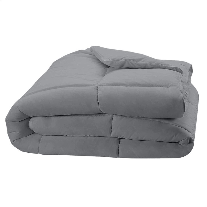 Pilota matlasata cu umplutura microfibra si invelis din bumbac ranforce pentru vara, 200 g/mp, Gri, 140x210 cm