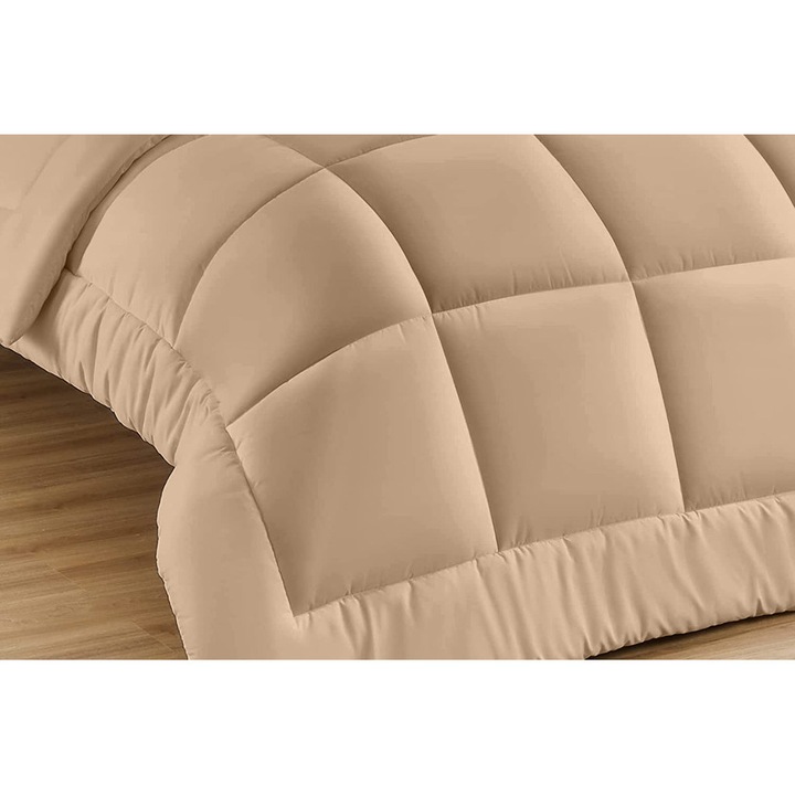 Pilota matlasata cu umplutura lana si invelis din bumbac ranforce pentru iarna, 400 g/mp, Bej, 210x230 cm