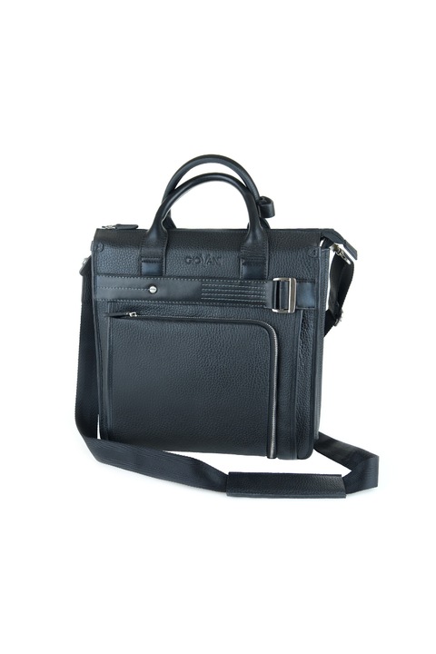 Geanta unisex Giovani Alex, Piele naturala, Negru