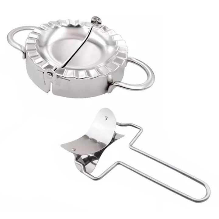 Set forma si cutit pentru aluat ravioli, inox, Gonga® Argintiu