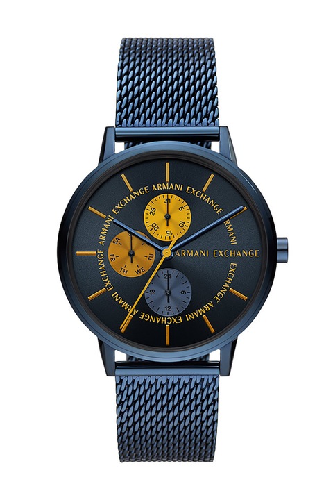 ARMANI EXCHANGE, Часовник от неръждаема стомана с лого, Тъмносин