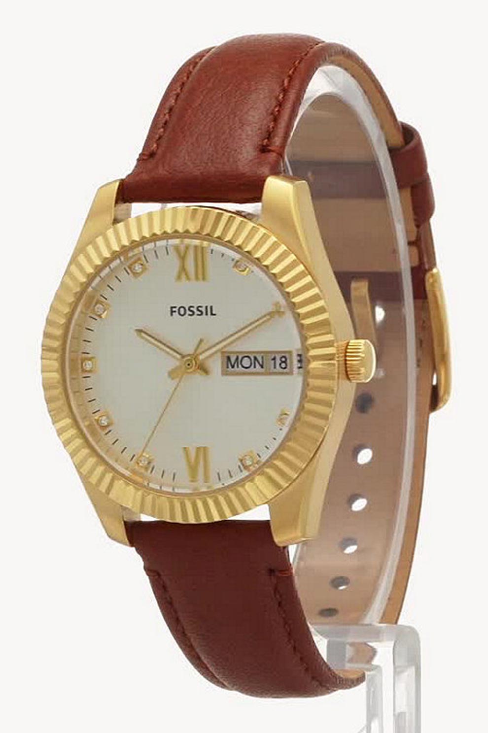 Fossil, Часовник с кожена каишка, Кафяв - eMAG.bg