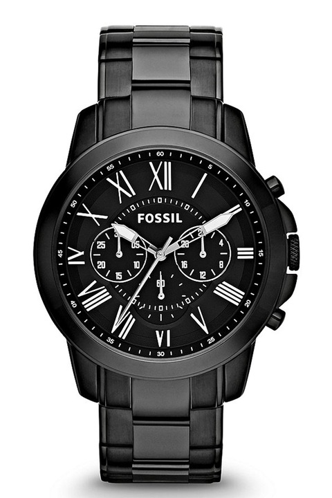 Fossil, Часовник от неръждаема стомана с хронограф, Черен