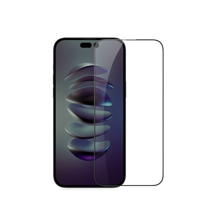 Folie Sticla Securizata Upzz Rinbo Compatibila Cu iPhone 15 Pro Max Adeziv Pe Toata Suprafata, Full Cover, Duritate 9h