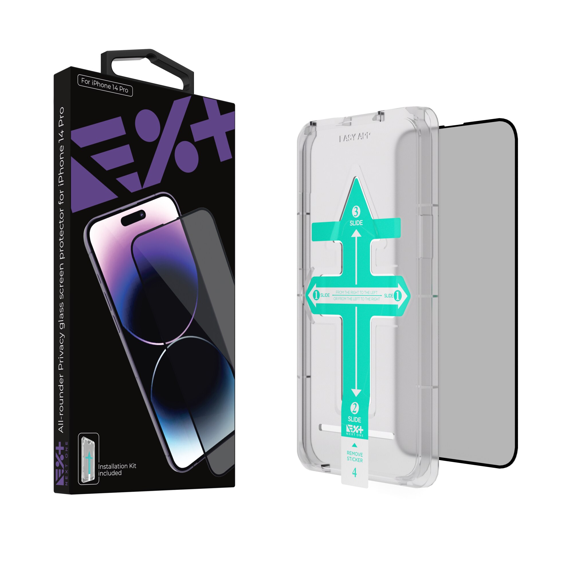 Folie de protectie Next One, All-Rounder Privacy Glass Screen Protector pentru iPhone 14 Pro
