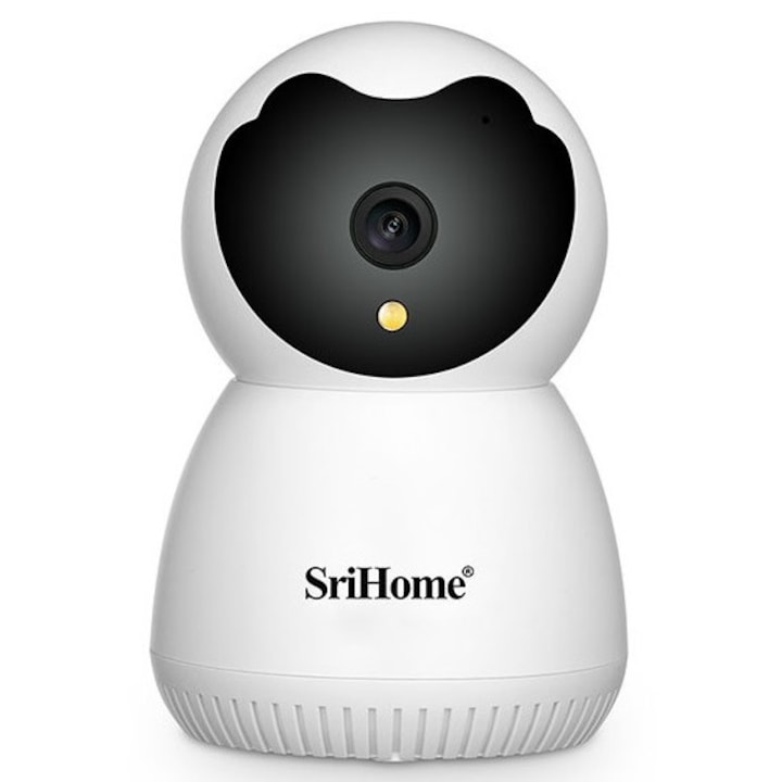 Camera de supraveghere WIFI Sricam™ SH036 Plus SriHome 3MP FullHD, Conectare Telefon, Detectie/Senzor Miscare, Night vision, sunet bidirectional, Hotspot, Alb
