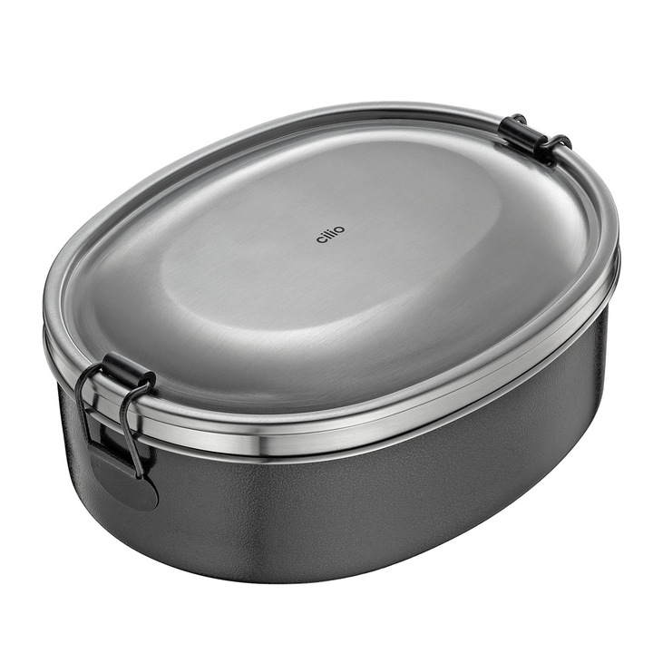 Cutie de pranz Cilio Monte, otel inoxidabil, 18 x 14 x 6, neagra