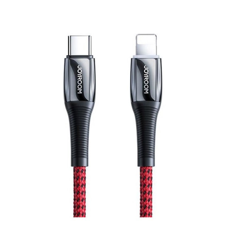 Joyroom k2 adatkábel, type-c - lightning, 2.4a, 20w, pd gyorstöltő, 120cm, piros