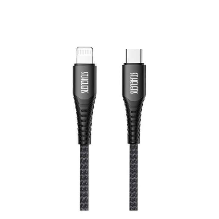 Joyroom adatkábel, type-c - lightning, 2.1a, 20w, gyorstöltő, 120cm, törésgátló, fekete