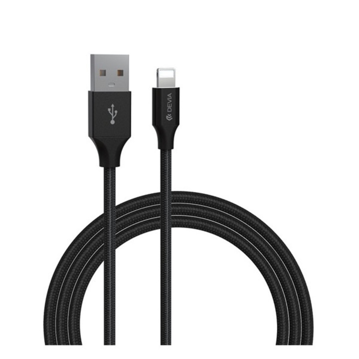 Devia gracious adatkábel, usb - lightning, 2.4a, gyorstöltő, 100cm, fekete, kompatibilis: Apple iPhone 5S / IPAD mini 2 / IPAD Air