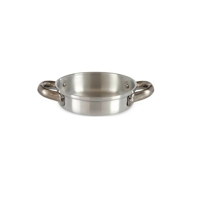 Cratita adanaca din aluminiu cu manere, argintie, 15 x 4 cm