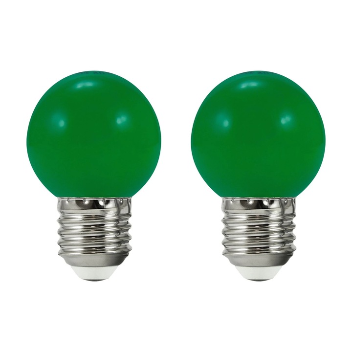 Set 2 becuri decorative pentru ghirlanda, G45, 36 V, IP44, verde