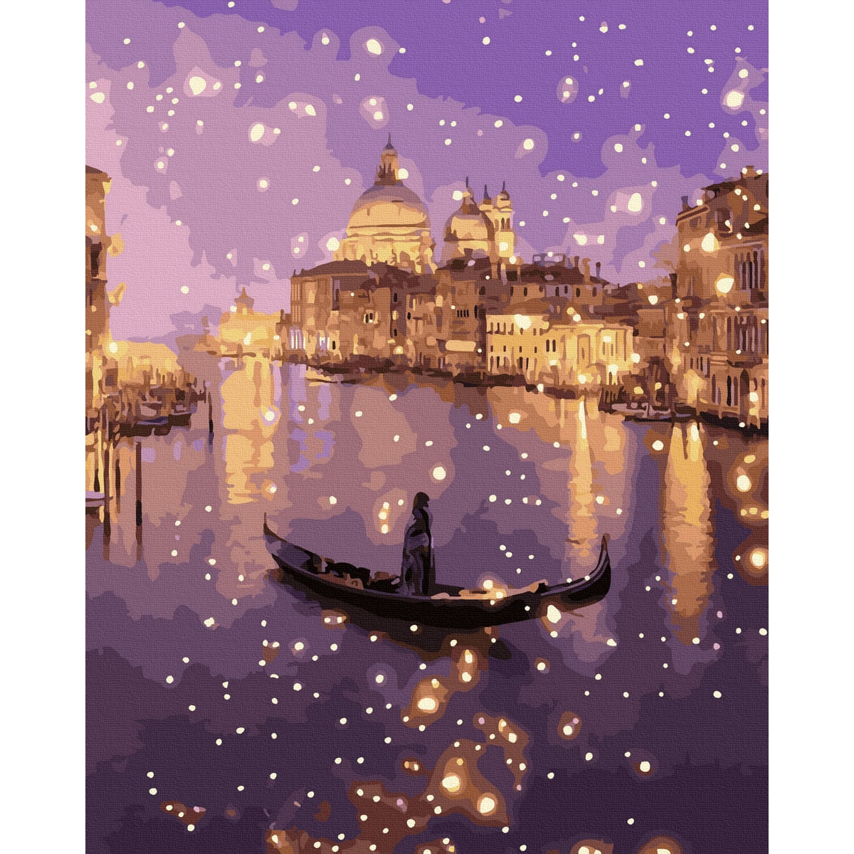 Pictura pe numere, Noapte in Venetia, 40x50cm, culori acrilice, pensule ...