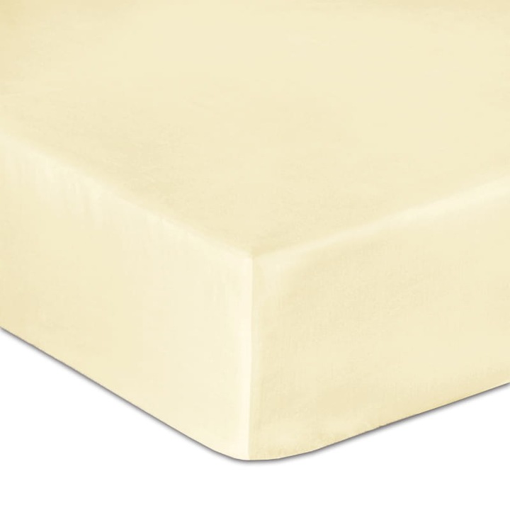 Cearceaf de pat Darymex, Bumbac satinat, cu elastic, 160x200 cm, Crem