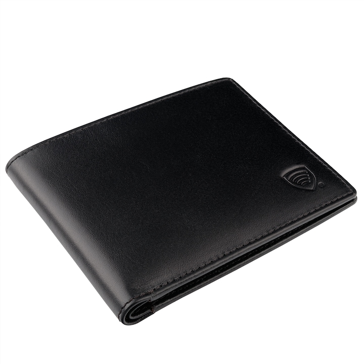 Мъжки портфейл от естествена кожа Портфейл за кредитни карти RFID STOP Security, Koruma, SM-93XLPBL, черен