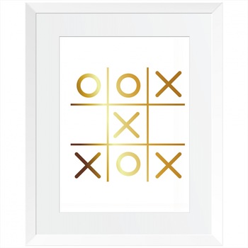 Tablou decorativ Jocul X si 0, colaj metalic auriu, inramat, 24x30 cm Tablou decorativ Jocul X si 0, colaj metalic auriu, inramat, 24x30 cm