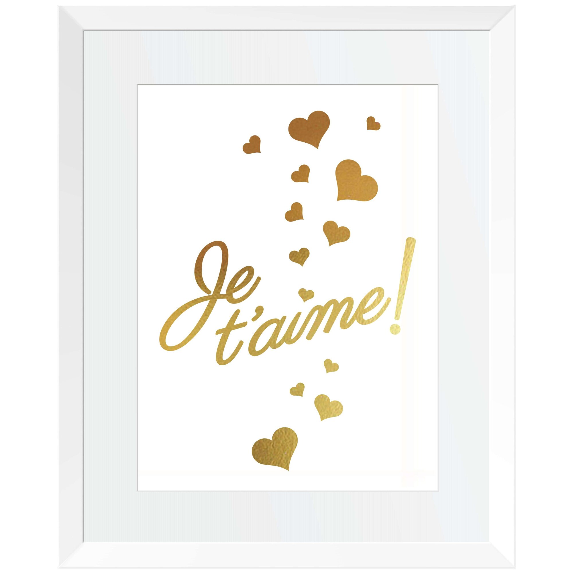 Tablou Je t'aime, Auriu stralucitor Anais, inramat