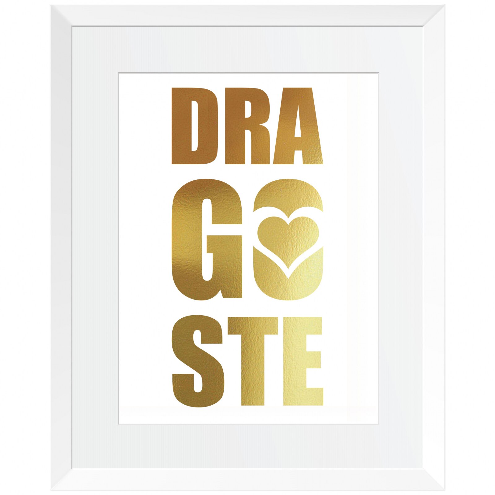 Tablou decorativ Dragoste, Auriu stralucitor Anais, inramat,