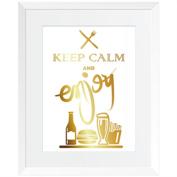 Tablou decorativ Enjoy Burger, Auriu stralucitor Anais, inramat, 26x32 cm Tablou decorativ Enjoy Burger, Auriu stralucitor Anais, inramat, 26x32 cm