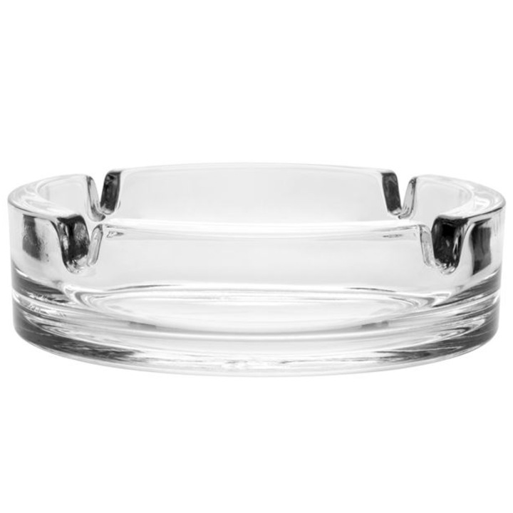 Scrumiera rotunda cu spatii, din sticla, Herum®, Transparent, 11 x 3 cm