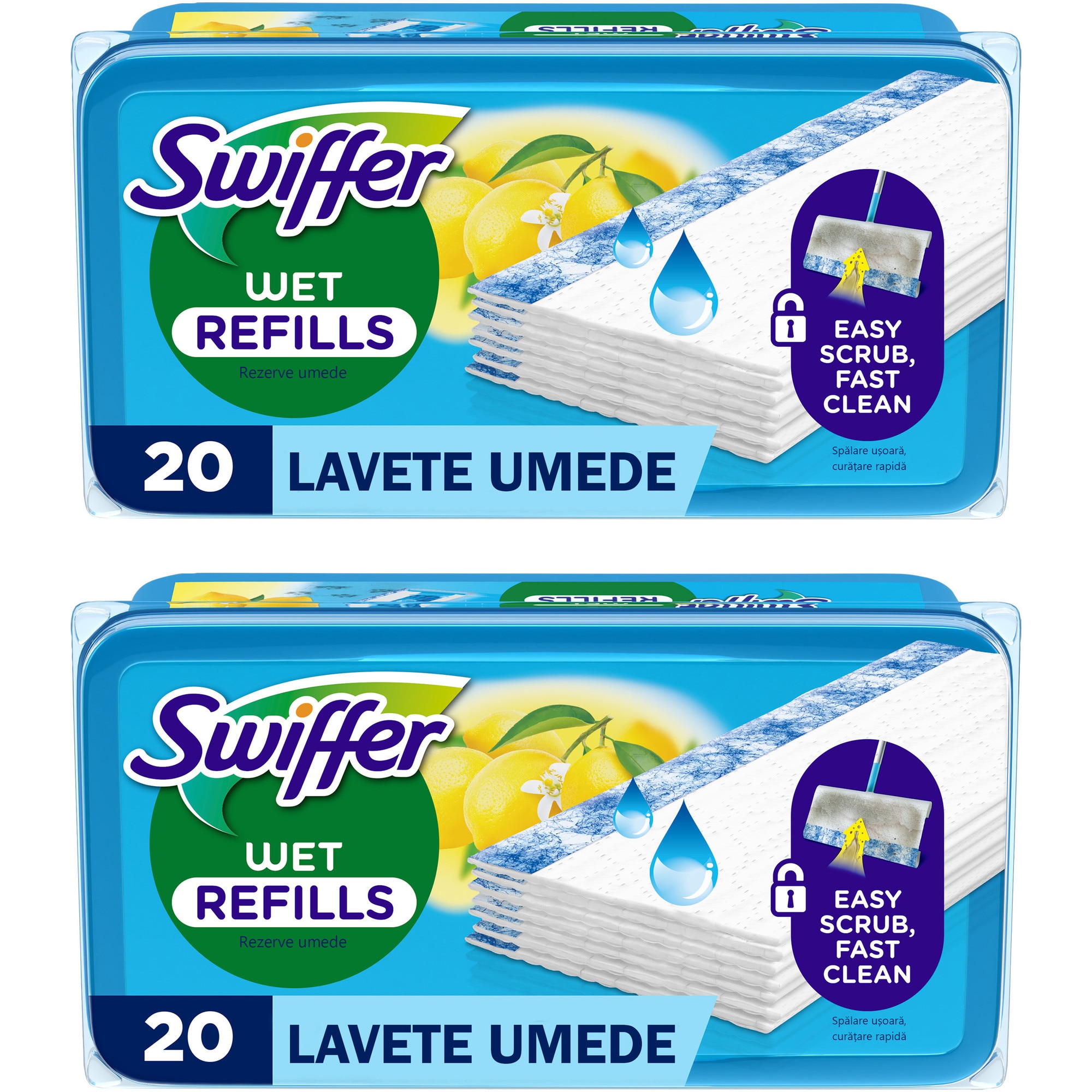 Rezerve lavete umede pentru pardoseala Swiffer Sweeper Lemon, 40