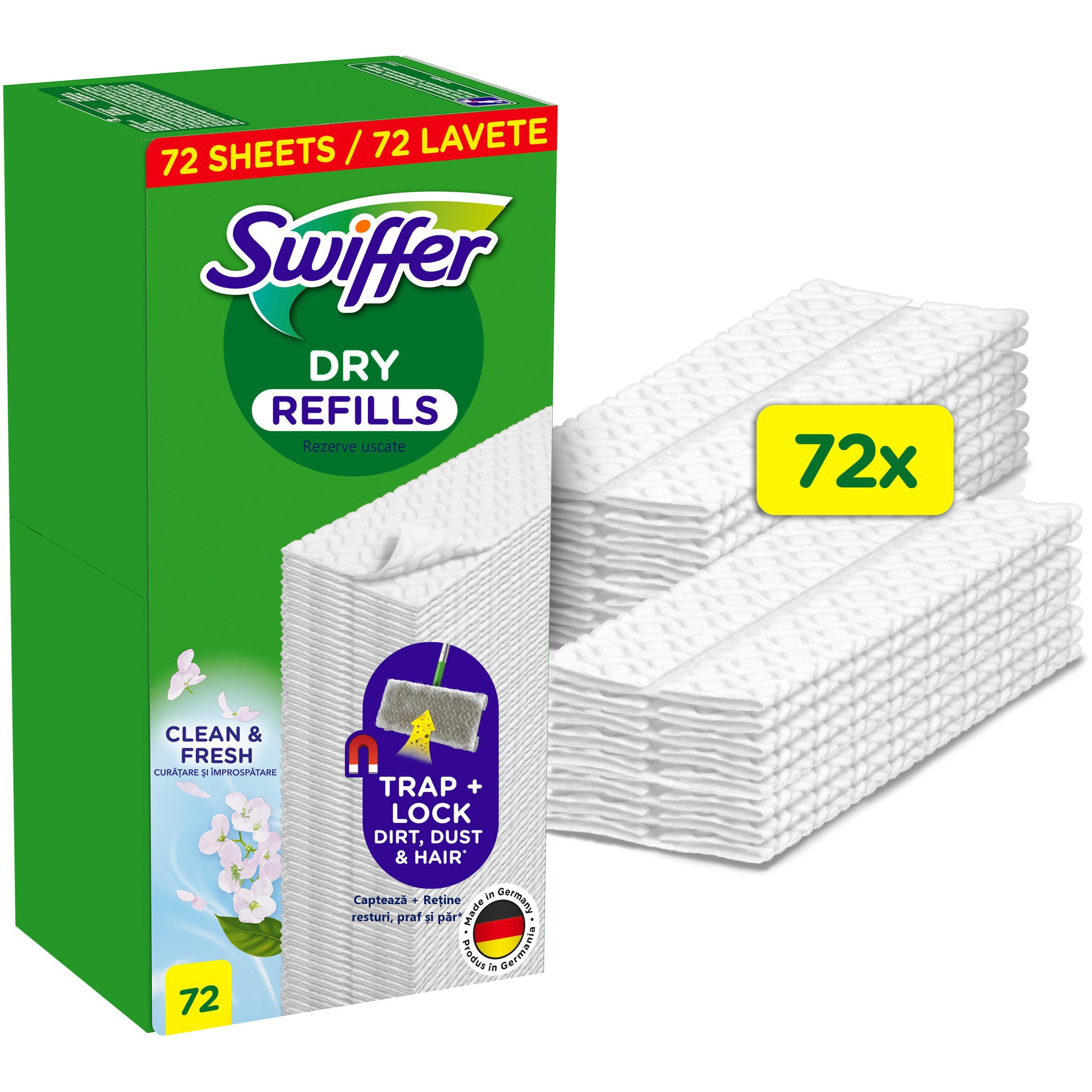 Rezerve lavete uscate pentru pardoseala Swiffer Sweeper, 72 buc