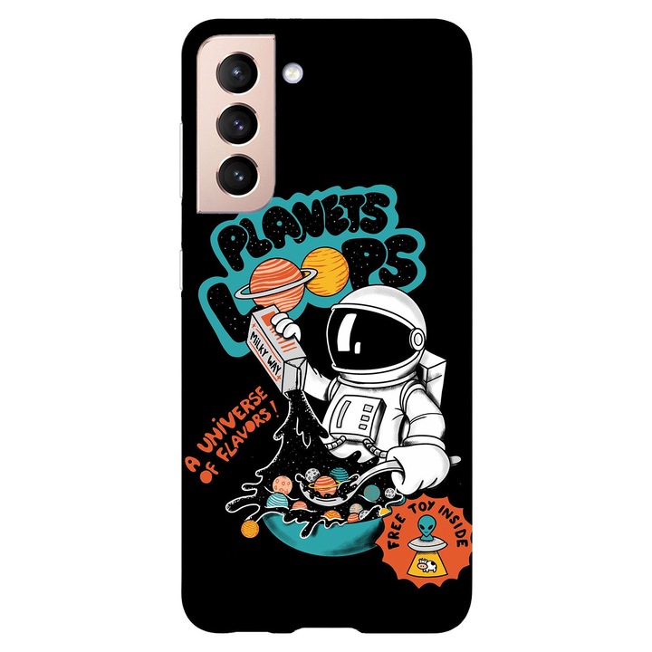 Калъф, съвместим с модел Samsung Galaxy S22 Ultra, вкус на вселената с примка на планетата, силикон, TPU, обратното
