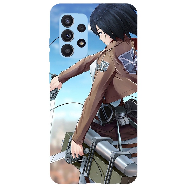 Кейс съвместим с Samsung Galaxy A51 5G модел Mikasa Attack на титан, силикон, TPU, обратно