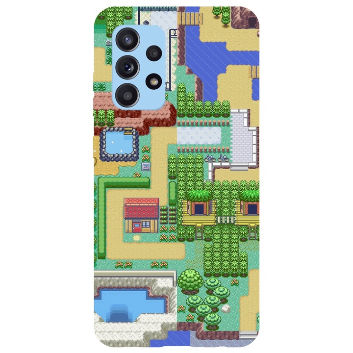 Калъф, съвместим с модел Samsung Galaxy A51 5G Pokemon pixelated map, силикон, TPU, обратното