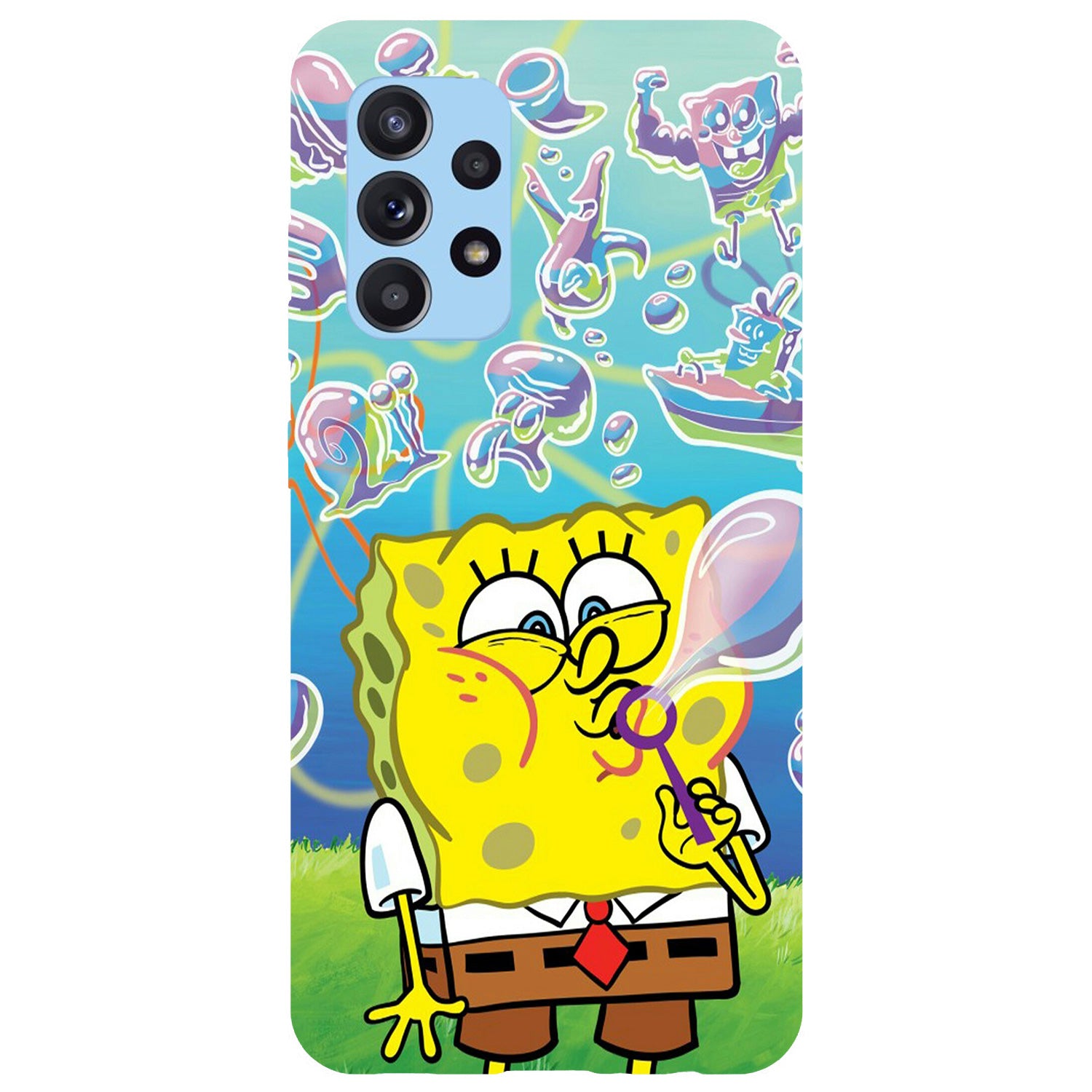 Капак, съвместим с Samsung Galaxy M52 5G модел Спондж Боб Квадратни ...