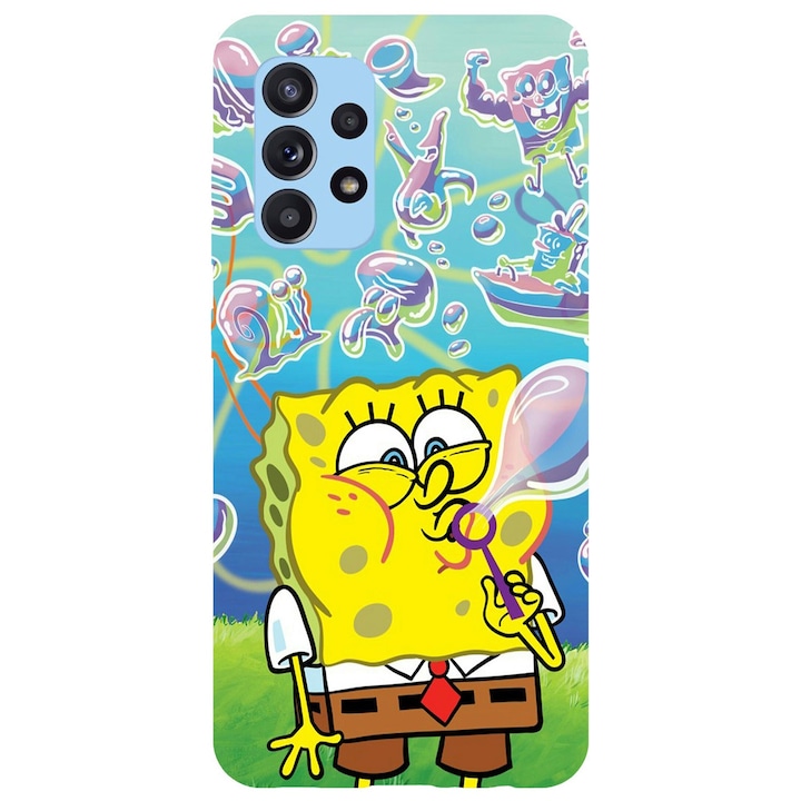 Калъф, съвместим с Samsung Galaxy A51 5G, model Sponge Bob Squarepants, Silicone, TPU, Viceversa