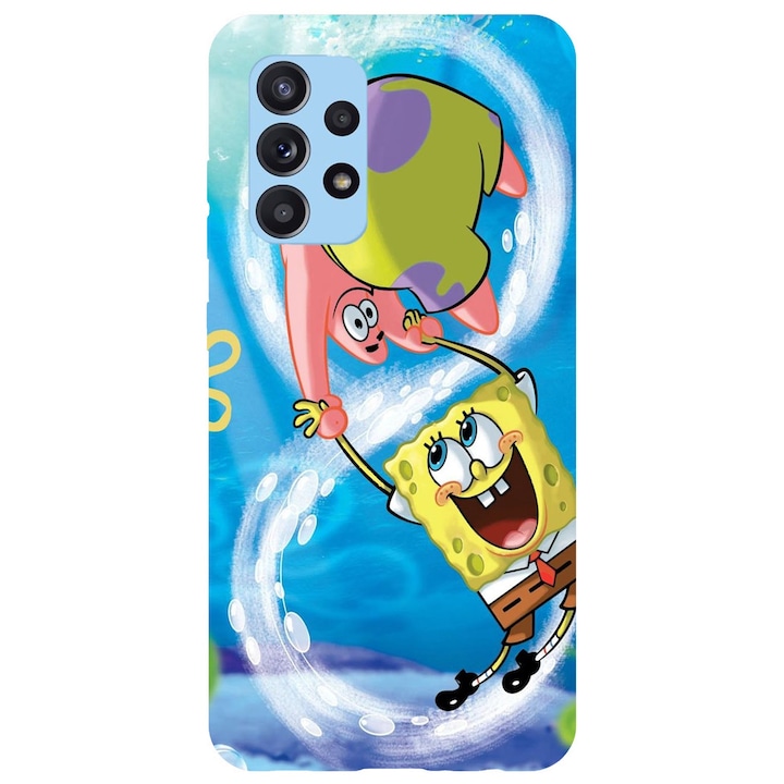 Калъф, съвместим с Samsung Galaxy A51 5G модел Спондж Боб и Патрик, Силикон, TPU, обратното
