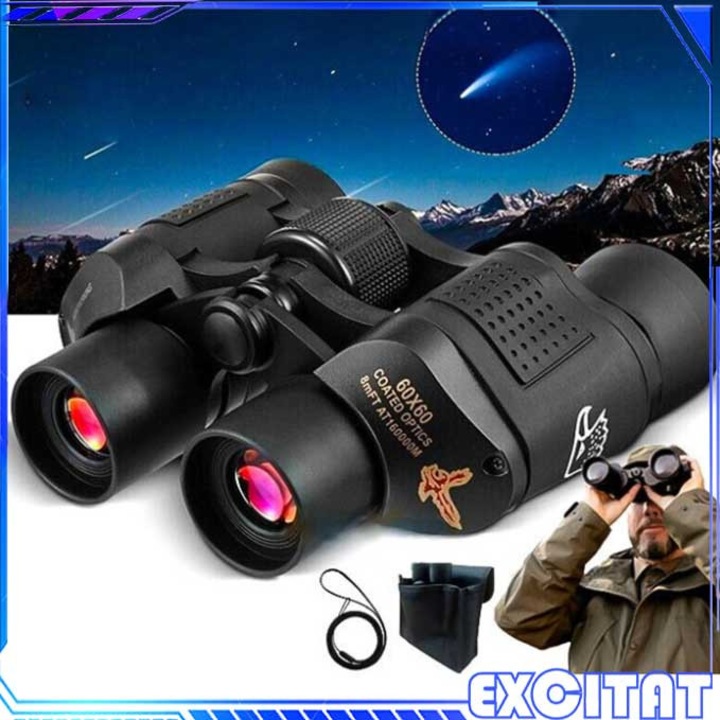 Binoclu compact, Excitat®, Zoom 60x60, Viziune zi/noapte, BAK4 Prism, Negru