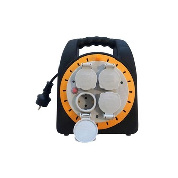 Prelungitor cu tambur, 4 prize Schuko, Home HJR 10-15, lungime 15 m, 3 x 1 mm, IP 44 Prelungitor cu tambur, 4 prize Schuko, Home HJR 10-15, lungime 15 m, 3 x 1 mm, IP 44