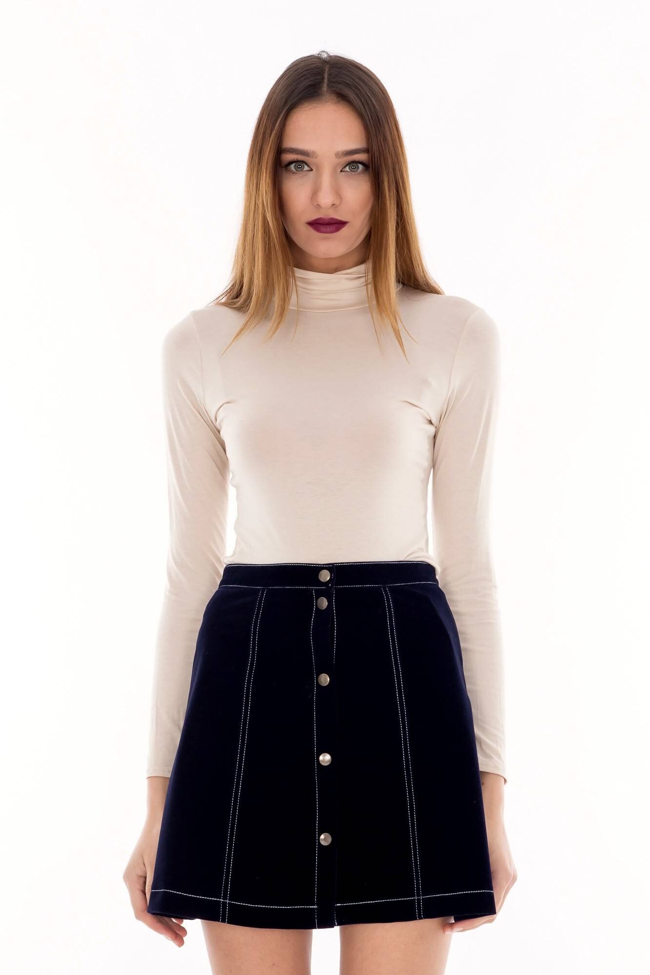 Fusta bleumarin, ROH, retro cu capse , 38