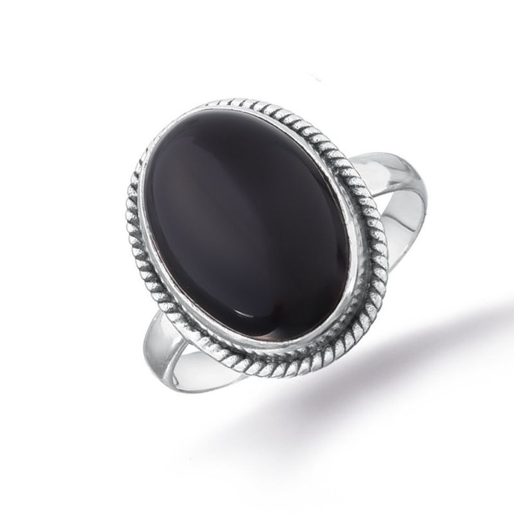 Inel argint cu onix negru cabochon
