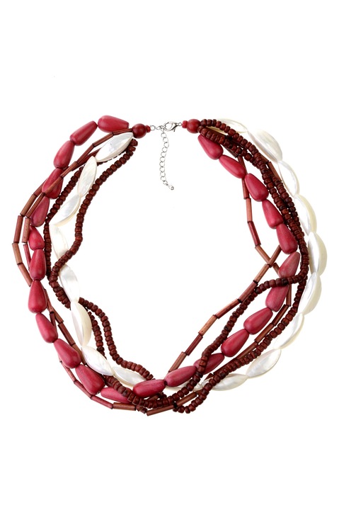 Колие, Глория Марис, WoodShe8377 розово/бяло, 50 см