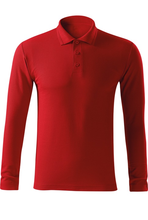 Bluza Polo pentru barbati, maneca lunga, 65% Bumbac, Rosu
