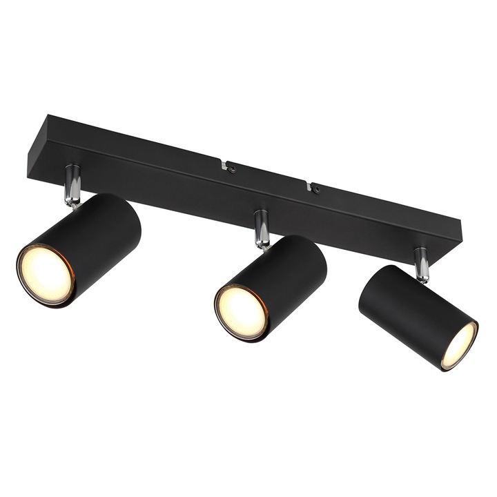 Spot metal negru mat, metal negru mat, cromat, Lxlxh: 410x60x120mm, excl 3x GU10 35W 230V