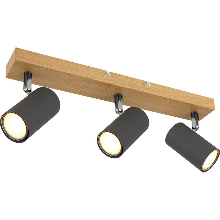 Spot metal grafit inchis, metal negru mat, metal grafit, Lxlxh: 410x60x120mm, excl 3x GU10 35W 230V