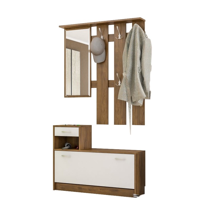 Garderoba Orion, 100x187x27 cm, PAL, Nuc/Alb