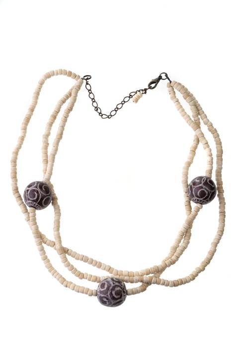 Colier, Gloria Maris, Lut495 Bej/Mov, 30 cm