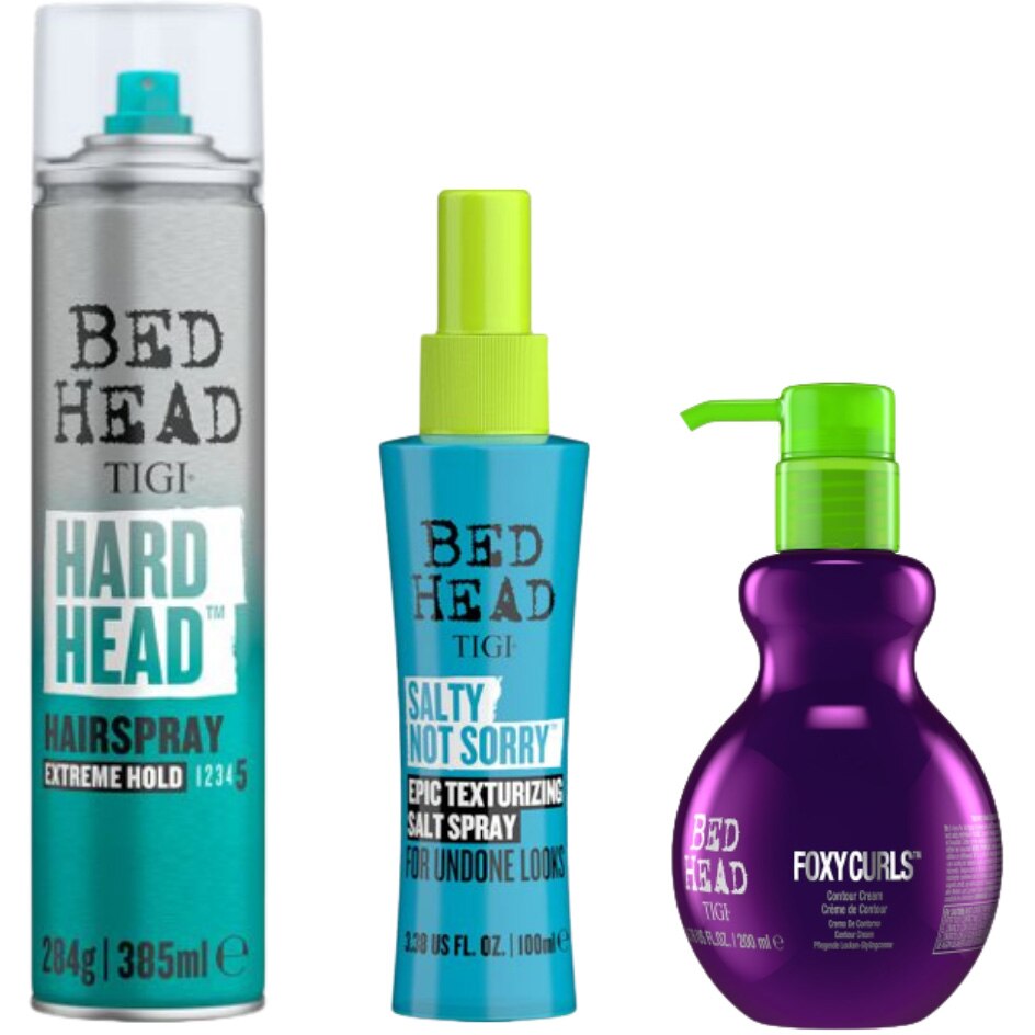 Tigi Kurl Kit Fixativ de par Hard Head Hairspray 385ml + Spray de par