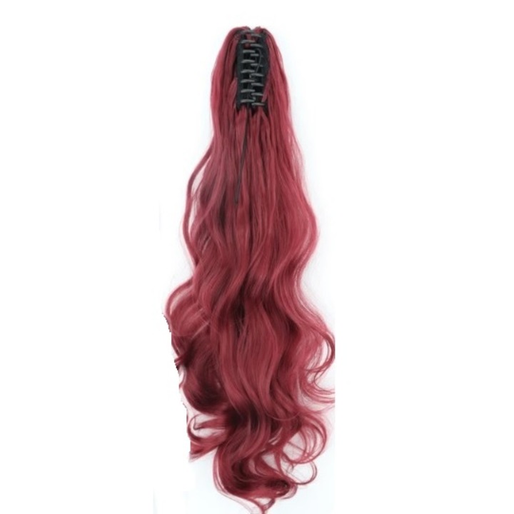 Extensie de par Coada par Visinie / Burgundy, ondulata, tip cleste, 50 cm, Animis Beauty ®, fibra sintetica cu aspect natural