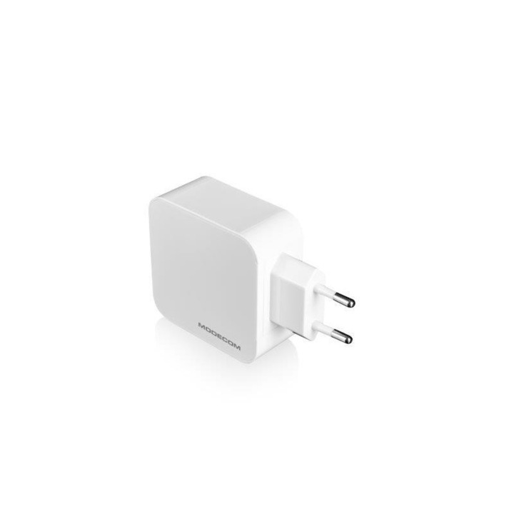 Telefontöltő, Modecom, 4 x USB-A, Gyors töltés, Fehér