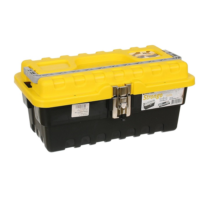 Кутия за инструменти, пластмасова, с метална ключалка, 39,5 x 21 x 17,7 cm, Gadget