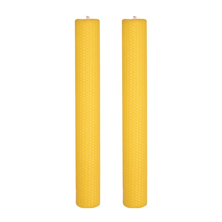 Lumanare botez si cununie, cu fagure, care nu se indoaie, set 2 bucati, inaltime 35 cm si 4 cm grosime, cu ceara naturala si parafina, FABRICA DE LUMANARI GHIOROC