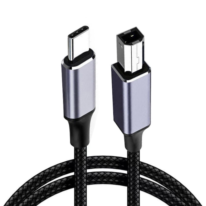 Cablu de imprimanta, PARAFASA, USB B la USB C, 1 m, Negru