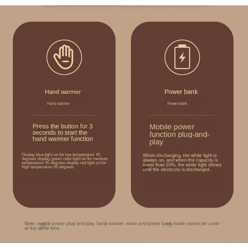 Цилиндричен нагревател за ръце 2 в 1, с 3 нива на нагряване и функция ...