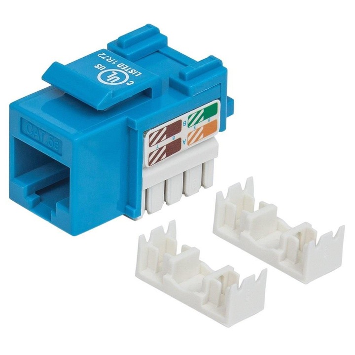 Модул Keystone Intellinet, RJ45, UTP, Cat.5e, син, бял